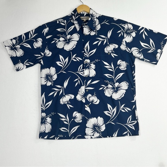 Campia Moda Hawaiian Men’s shirt Size Medium Tropical Blue/White - Picture 9 of 13